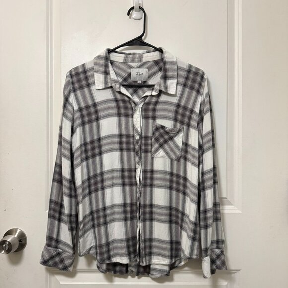 Rails - White & Gray plaid button down long sleeve shirt - Picture 1 of 2